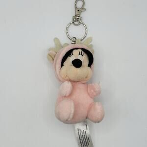 Disney Store Hong Kong Disneyland Minnie Plush Keychain Doll Style. Very clean!